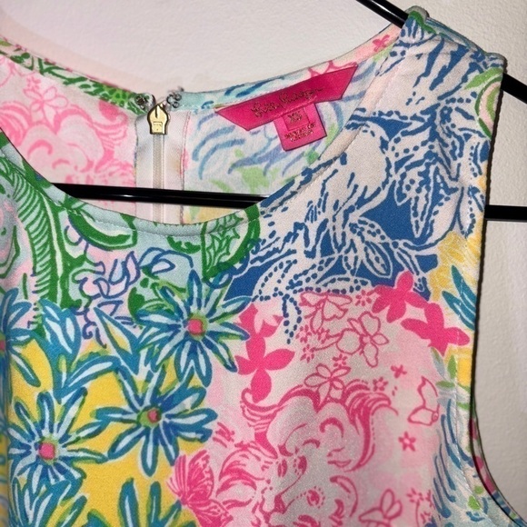 Lilly Pulitzer Donna Top Tunic Cheek to Cheek Green Yellow Blue Pink XS Bow - Picture 13 of 14